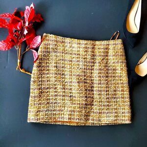 J.crew Tweed Gold Skirt